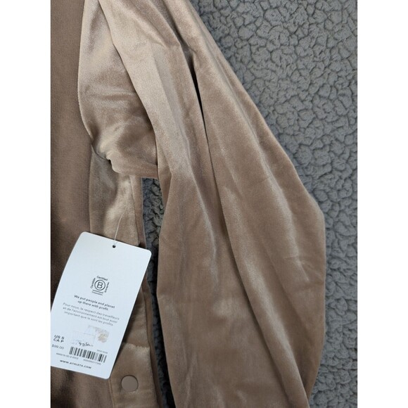 NWT ATHLETA Retroplush Velvet Crewneck Sweatshirt Side Snaps Brown Size Small - Picture 6 of 16